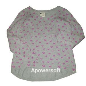 Heart print crewneck sweater